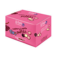 Ella's Kitchen有機紅莓雲呢拿小泡芙<br>以新鮮有機的水果烘焗製造，不經油炸，天然健康，口感鬆軟，容易融化於寶寶的小口裏。博覽價：$5（每日限量50份）<br>攤位：D12-13