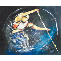 《Kayack》<br>畫出了水花四濺的感覺，划艇選手的力量表露無遺。