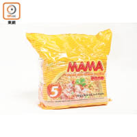 MAMA泰式豬肉味即食麵（5包裝） $35/3袋 攤位編號：1A~B19<br>品牌出名口味多，今次博覽會還引入全新口味的泰式豬肉味，湯濃香辛，風味十足。現場買3袋即送1包。