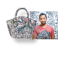 美籍的Jayson Atienza運用水彩和油墨去繪畫出交錯線條，首個袋款更附有顏色筆，給大家發揮小畫家精神。<br>手挽袋 $1,480