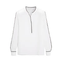 Iris & Ink白色絲質敞領衫 約$947（B）
