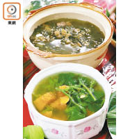 南瓜藤心湯與龍葵花生湯，都是布農族傳統的湯水。