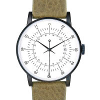 手繪純白色錶盤×PVD 塗層啞黑色不銹鋼錶殼×軍綠色錶帶腕錶 $1,850
