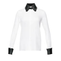 Edinburgh白色配黑色衫領及袖子恤衫 $2,400