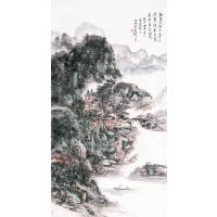 黃賓虹《閩江泛舟》<br>畫家的晚年作品，以黑密厚重展現奇峭之趣，帶有強烈的個人風格，價值逾1,700萬港元。