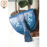 藍色流蘇繡花Saddle Bag $4,980