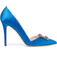 彩藍緞布閃石高踭鞋 $3,650