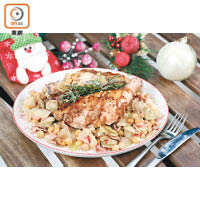 雜菜燴雞<br>派對常見的雞肉菜式，利用煮食鍋的煮食功能，簡單便能將雞肉先煎後慢煮及燴煮，配意粉或白飯俱佳。