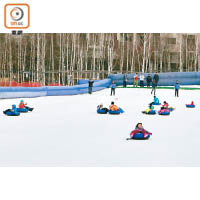 就算不會滑雪的，透過坐式雪橇競賽也能感受冰天雪地遊玩的樂趣！