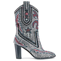 Giuseppe Zanotti Design女裝黑×白×紅×藍色水鑽牛仔靴 $37,900（C）