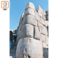 除了正正方方的石頭，遺迹上不難發現高約半米、呈彎形的巨石。