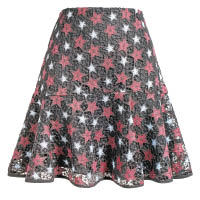 黑×紅×粉藍色星星喱士通花半截裙 $2,590