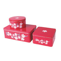 LYCKSALIG紅色連蓋罐，1套3件，可堆疊擺放節省空間，適合存放蛋糕、餅乾及其他乾糧。$99.9（e）