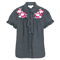 黑色玫瑰繡花絲質恤衫 $4,100（A）