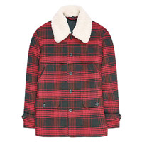 KENT & CURWEN紅黑色格仔羊毛領外套 $9,900（B）