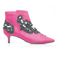 桃紅色珠片刺繡高踭Ankle Boots $1,999