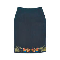 黑色鸚鵡刺繡圖案Pencil Skirt $2,809