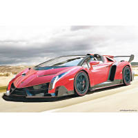 Lamborghini Veneno Roadster擁有355km/h的極速，全球限量9部，易手炒價高達HK$5,500萬。