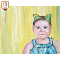 Carol以黃藍色譜繪畫了一幅嬰兒肖像畫，希望為狗狗帶來暖意。