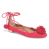 Aquazzura紅色麖皮流蘇芭蕾舞鞋 未定價（A）