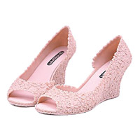 Sunnydaysweety粉紅色立體花飾PVC Pump Shoes $260（C）