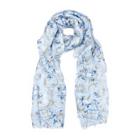 FEDELI藍白色棉麻印花圍巾 $2,300（A）