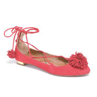 Aquazzura紅色綁帶波波釘飾芭蕾舞鞋 $5,500（D）