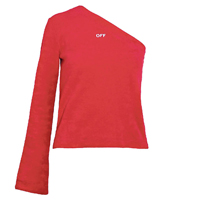 OFF-WHITE紅色單肩毛巾布上衣 $1,785（F）