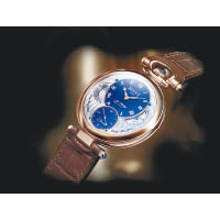 藍色錶盤採用羅馬數字時標，錶殼厚度為9毫米及直徑為42毫米。$22.8萬