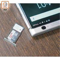 支援nanoSIM卡，並可插入最大2TB microSD記憶卡。