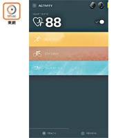 可偵測運動心率、距離、步數及卡路里燃燒量。