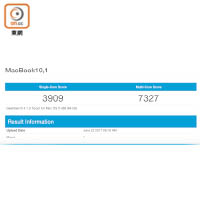 《Geekbench》單核心及雙核心測試分別達3,909分及7,327分，比舊版大幅提升。