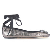 JIMMY CHOO銀×黑色圓頭平底Ballerina Shoes $1,823