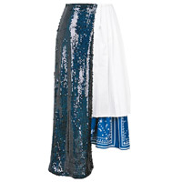 Fleamadonna白×藍色珠片花布不對稱半截裙 $3,390（B）