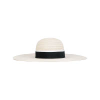 MAISON MICHEL白×黑色絲帶大圓草帽 $6,507（E）