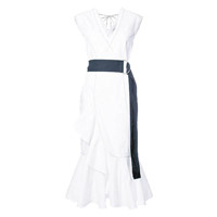 DEREK LAM 10 CROSBY白色褶邊×黑色腰帶連身裙 $3,317（B）