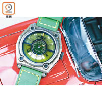  T1D1綠色半透明錶盤腕錶（附原裝綠色錶帶） $5,150、Gunmetal精鋼錶圈 $810