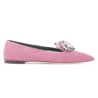 Giuseppe Zanotti Aline粉紅色麖皮水晶裝飾平底鞋 $7,700（A）