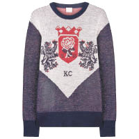 Kent & Curwen藍×灰×紅色三獅徽章針織上衣 $4,300（A）