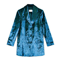 Neul孔雀藍色絲絨西裝褸 $5,990（A）
