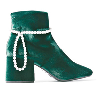 MM6 MAISON MARGIELA綠色絲絨綴珠鏈短靴 $4,478（C）