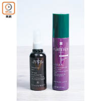 （左）Aveda濃密豐厚噴霧 $320/100ml（C）<br>（右）René Furterer絲滑順直護髮噴霧 $350/150ml（D）