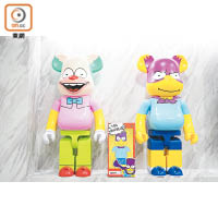 （左）Be@rbrick Krusty The Clown 1000% $3,999、（右）The Simpsons Bartman 1000% $3,600、（中）The Simpsons Bartman 400% $800