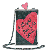 Alice + Olivia黑×紅色心形圖案釘珠手袋 $4,450（C）