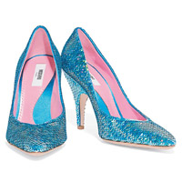 MOSCHINO彩藍色閃片高踭鞋 $1,640（B）