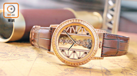 Golden Bridge Round 43mm腕錶，配襯18K玫瑰金鑽石錶殼及啡色鱷魚皮錶帶。 $99.8萬