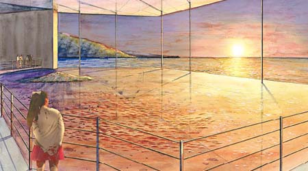 水槽上部採用開放式設計的夕陽Terrace，帶來了跟館外日本海連接起來的錯覺，而且更可欣賞到黃昏美景。