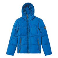Stone Island藍色Garment Dyed Crinkle Reps Hooded Down Jacket $5,769（（D）
