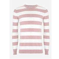 GIEVES & HAWKES淡粉紅×白色橫間綿質針織上衣 $2,950（A）