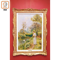 Ernest Charles Walbourn的作品《採摘春天花朵的女士》，畫面展現出自由奔放的筆觸，其細緻度和色彩運用令人想起法國印象派。